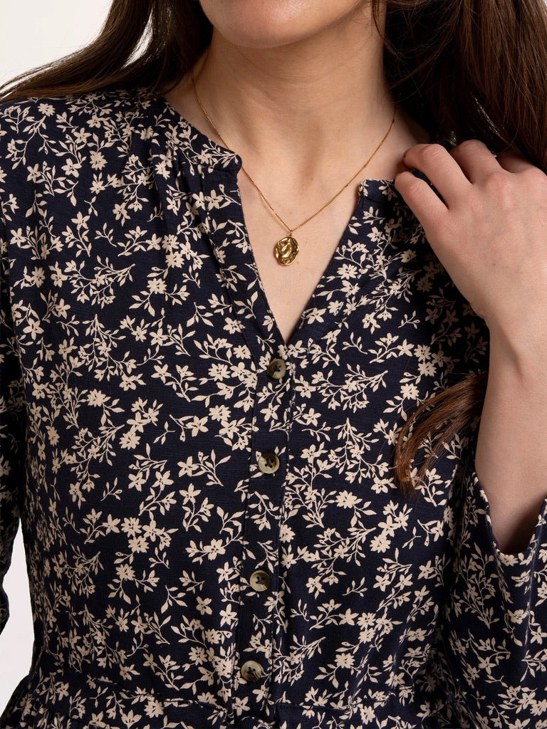 Brakeburn - Grace Ditsy Floral Print Midi Dress - Navy