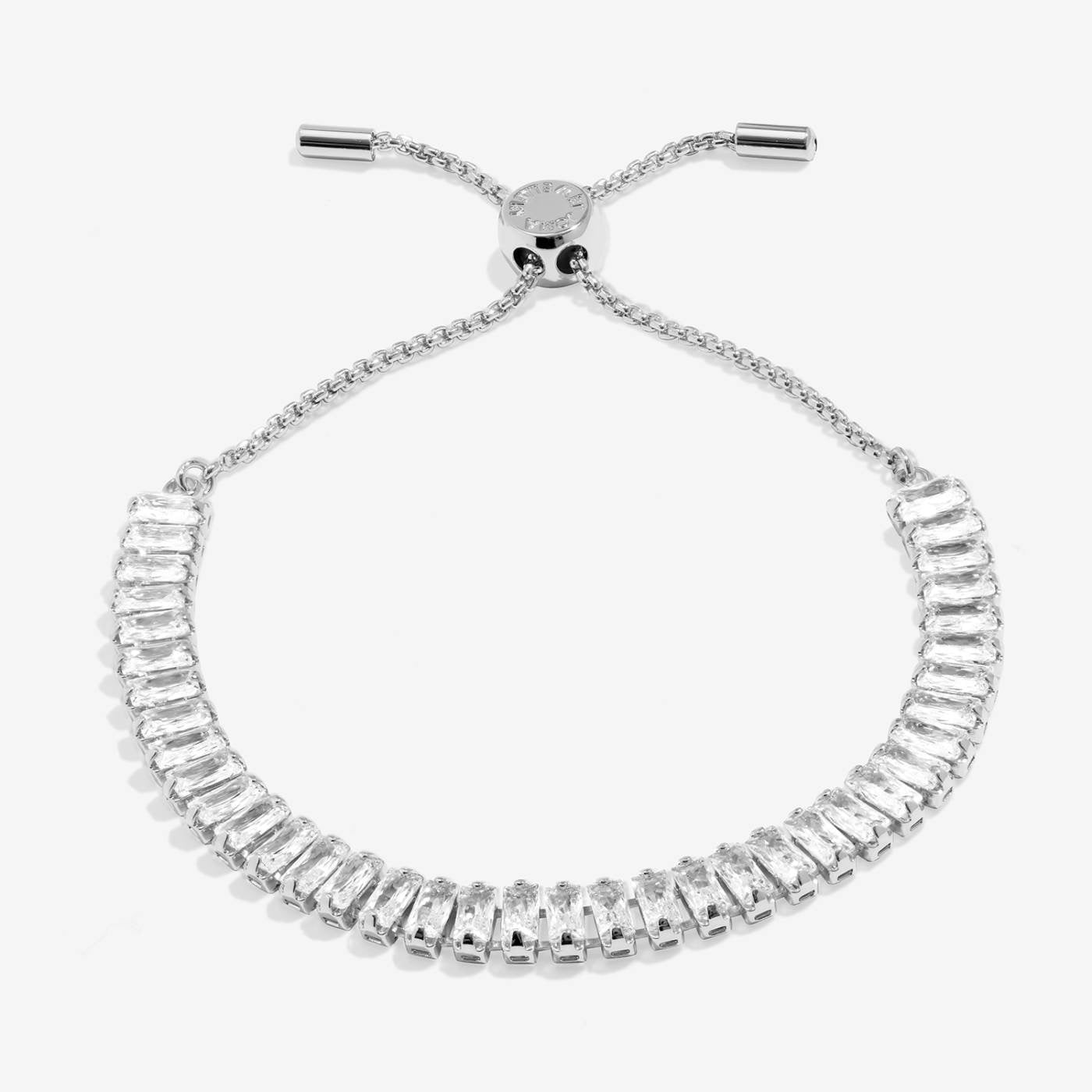 Joma Jewellery - Bracelet Bar - Rectangular Cut CZ Tennis Slider Bracelet - Silver Plated
