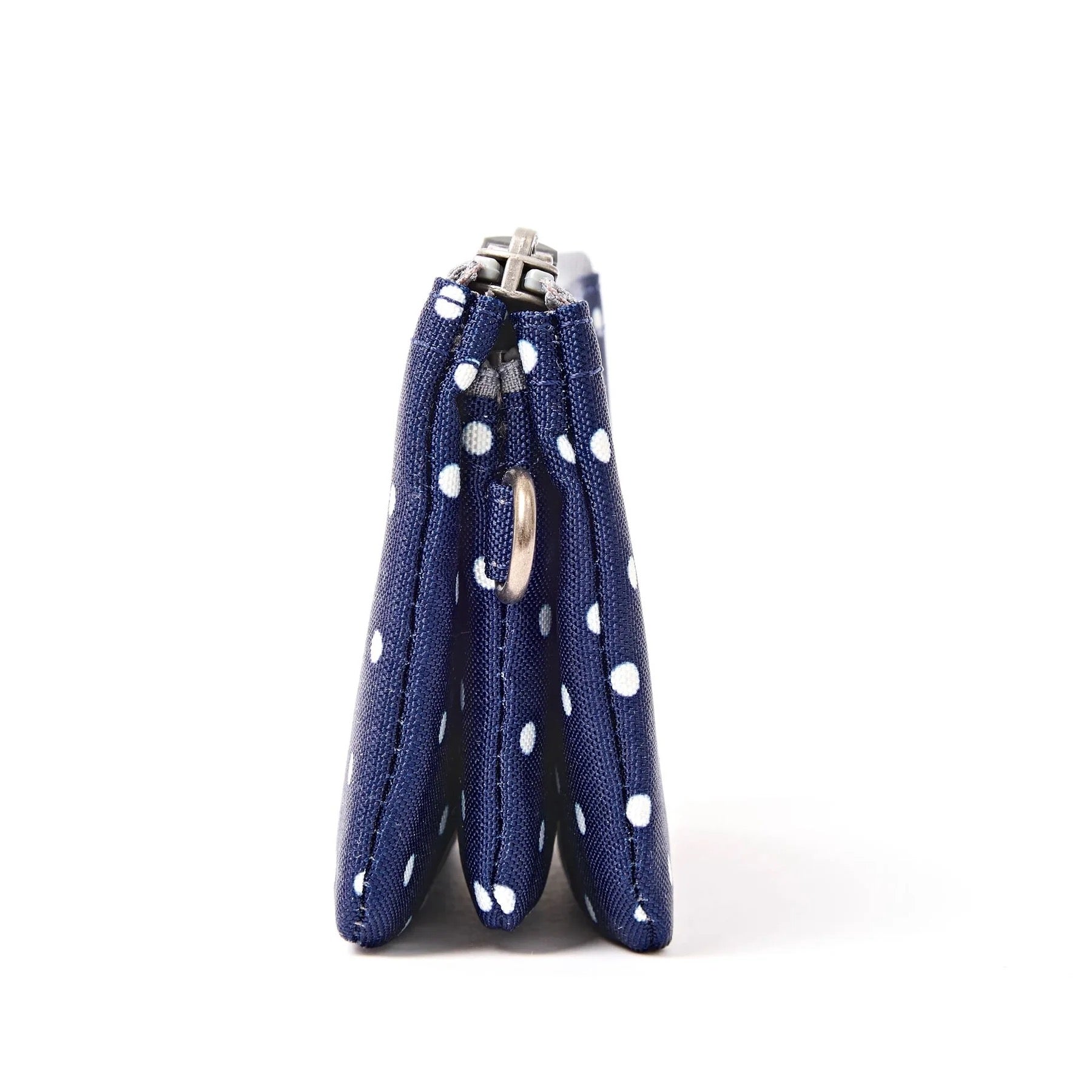 Roka Carnaby Small Wallet - Recycled Canvas - Navy Polka Dot (Limited Edition)