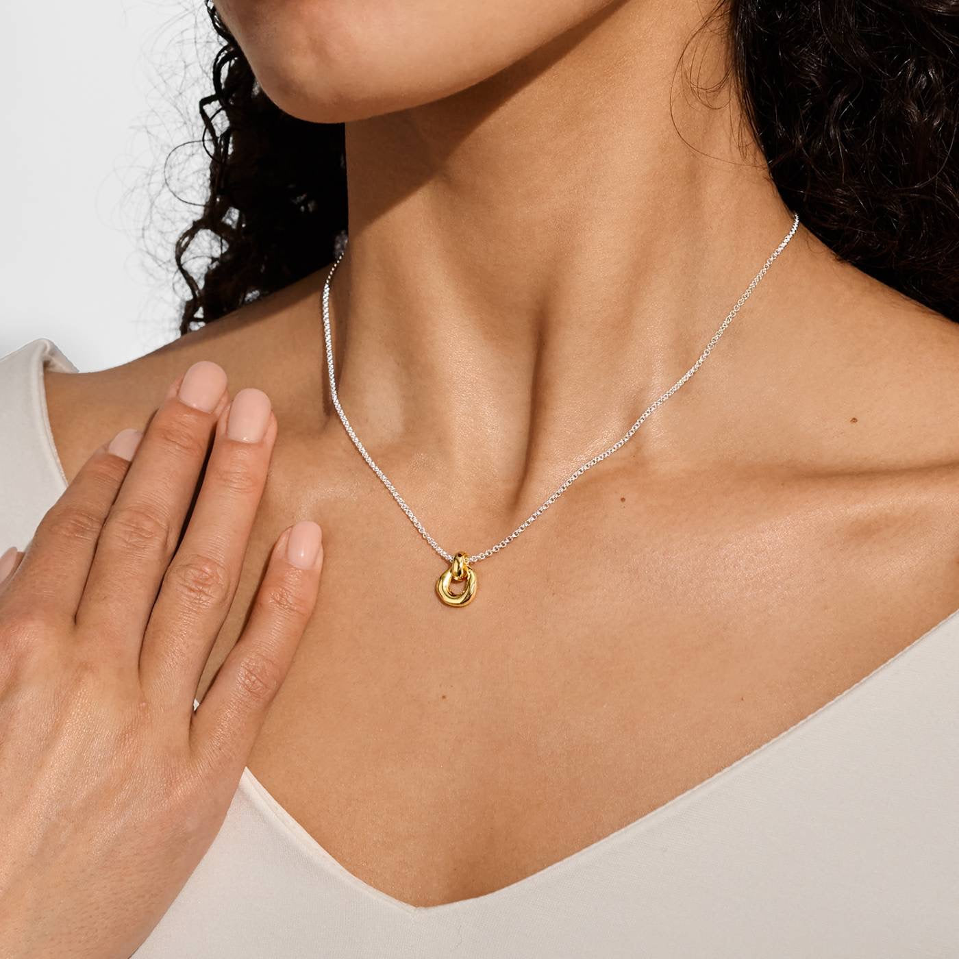 Joma Jewellery - Loved By You - Organic Link Necklace - Silver &amp; Gold Plating