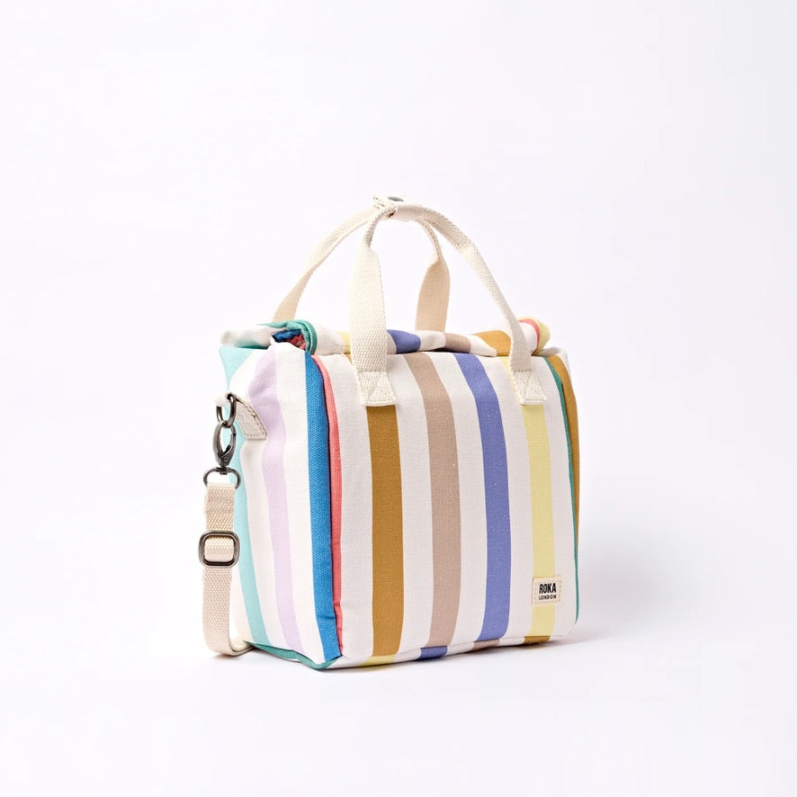 Roka Hampstead Lunch Bag -Cotton Canvas - Pastel Multi Stripe