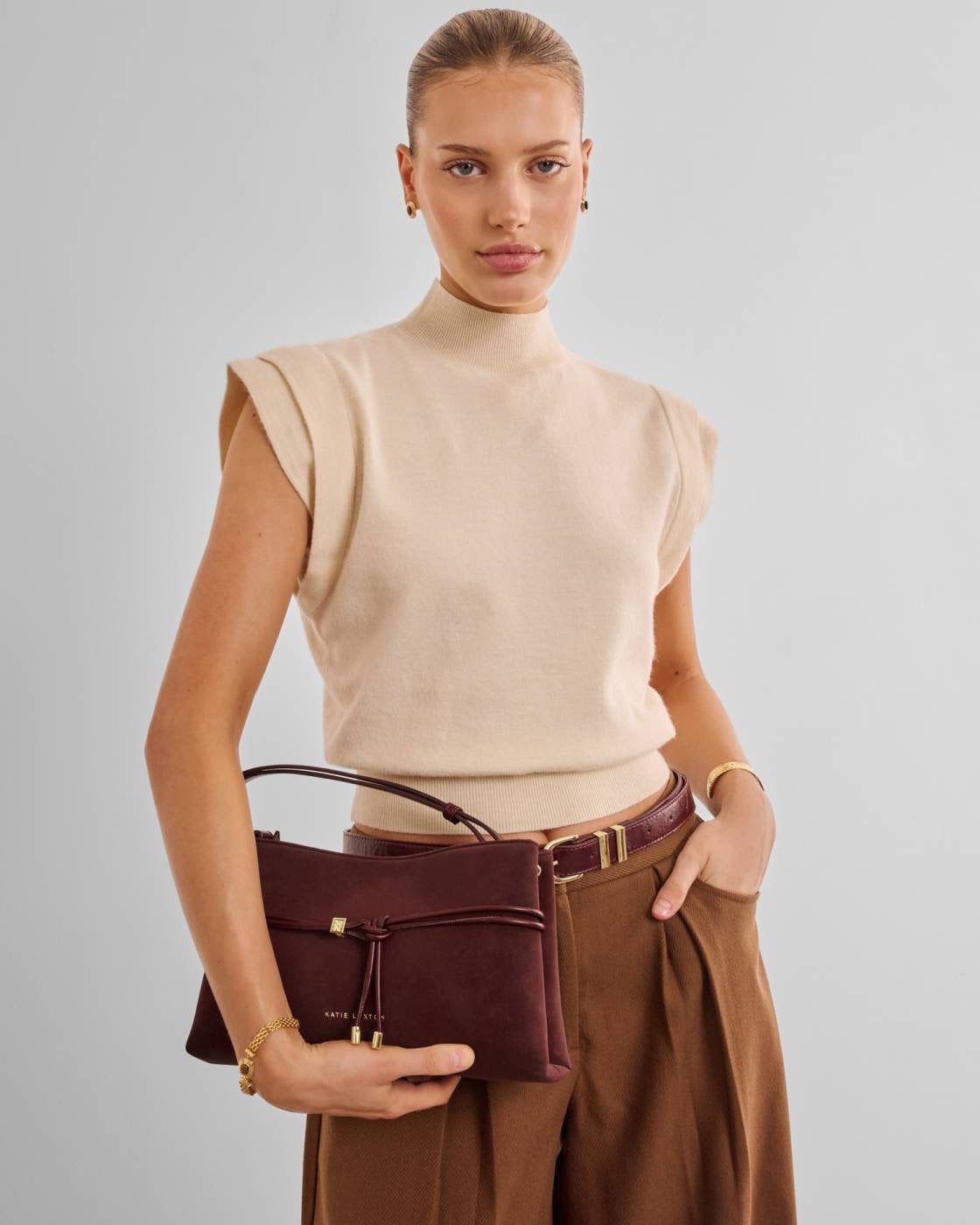 Katie Loxton - Lori -Small Crossbody Handbag - Cherry Suedette