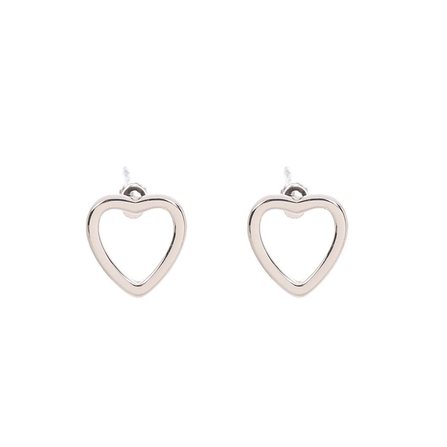 Lanes - Open Hearts - Boxed Stud Earrings - Silver