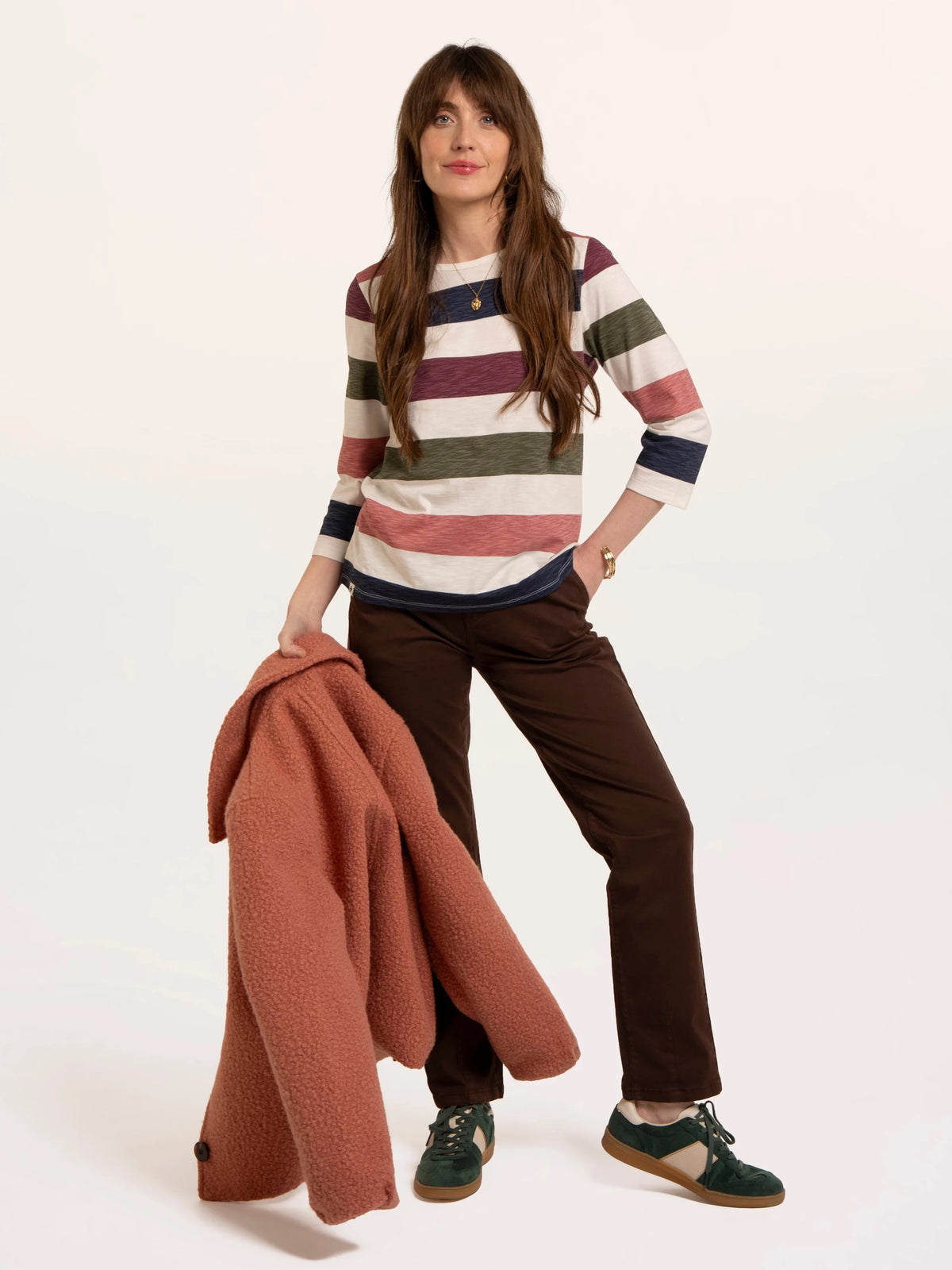 Brakeburn Lulworth - 3/4 Sleeve Stripe T-Shirt - Multi-Coloured