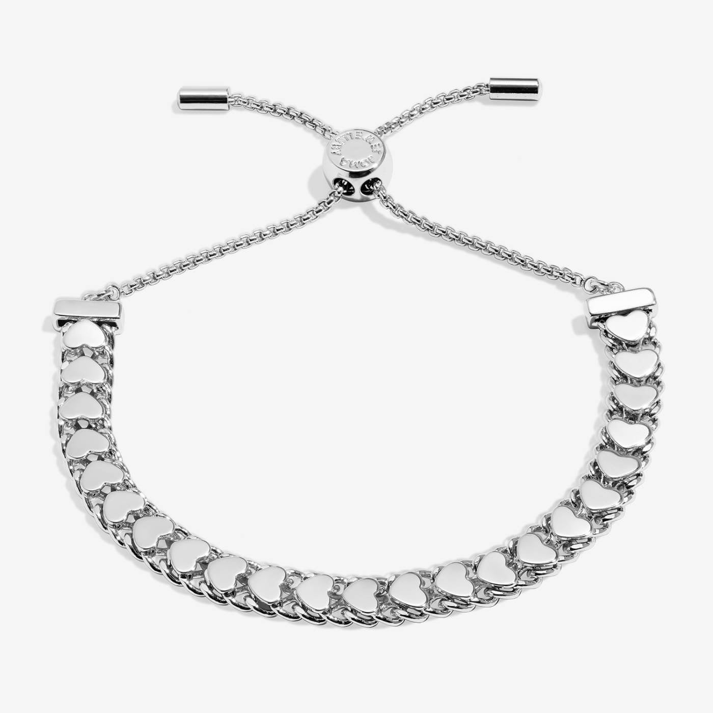 Joma Jewellery - Bracelet Bar - Heart Chain Slider Bracelet - Silver Plated