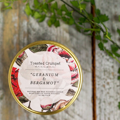 Toasted Crumpet - Geranium & Bergamot Tinned Soy Wax Candle