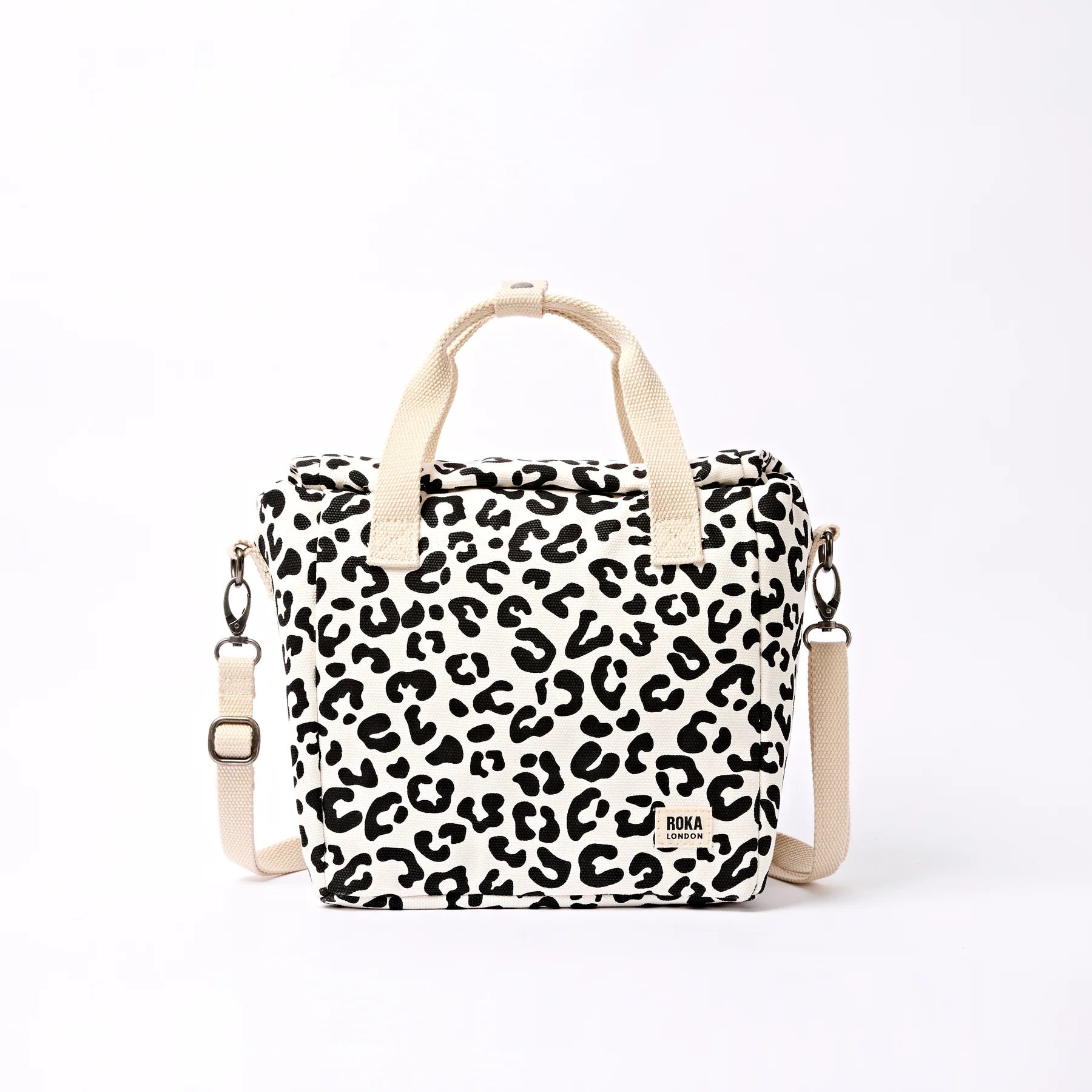 Roka Hampstead Lunch Bag -Cotton Canvas - Summer Leopard