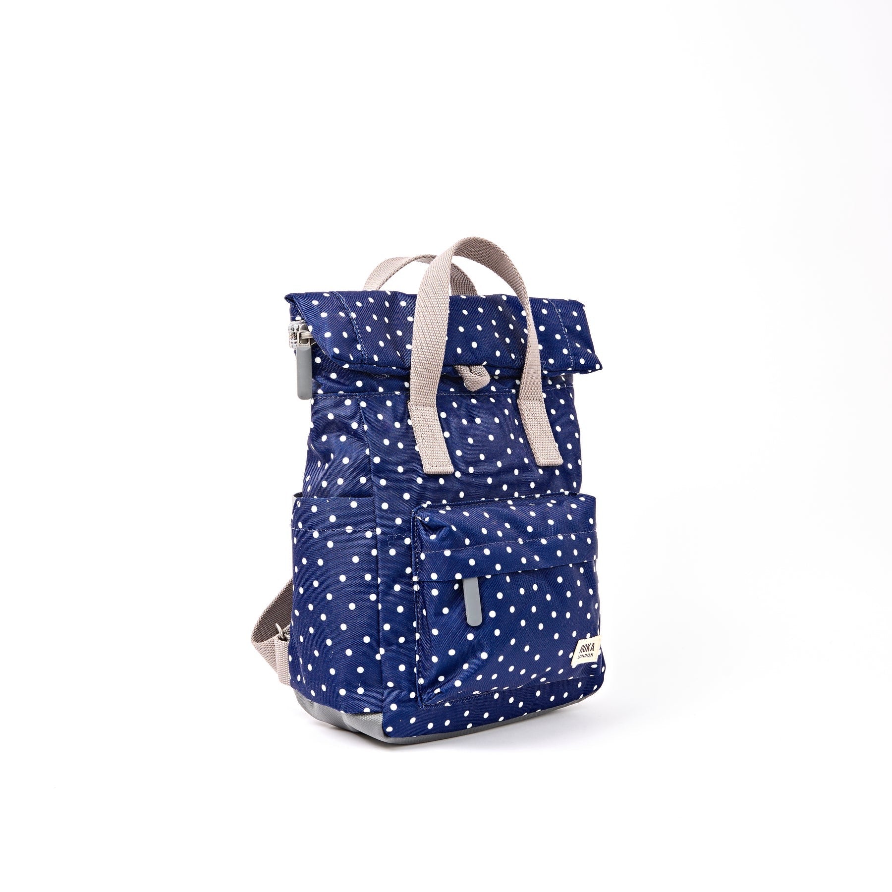 Roka Canfield B Backpack-Recycled Canvas - SMALL - Polka Dot Navy (Limited Edition)