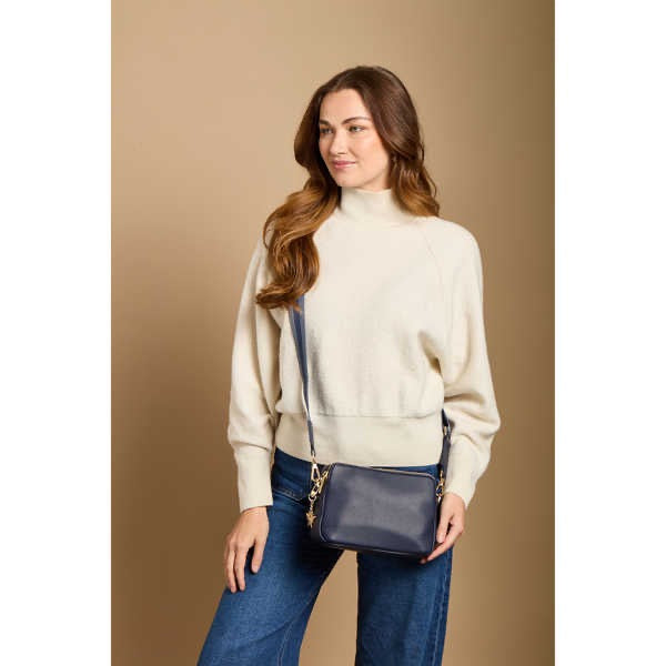Alice Wheeler - Navy - Kensington Double Zip Crossbody Bag