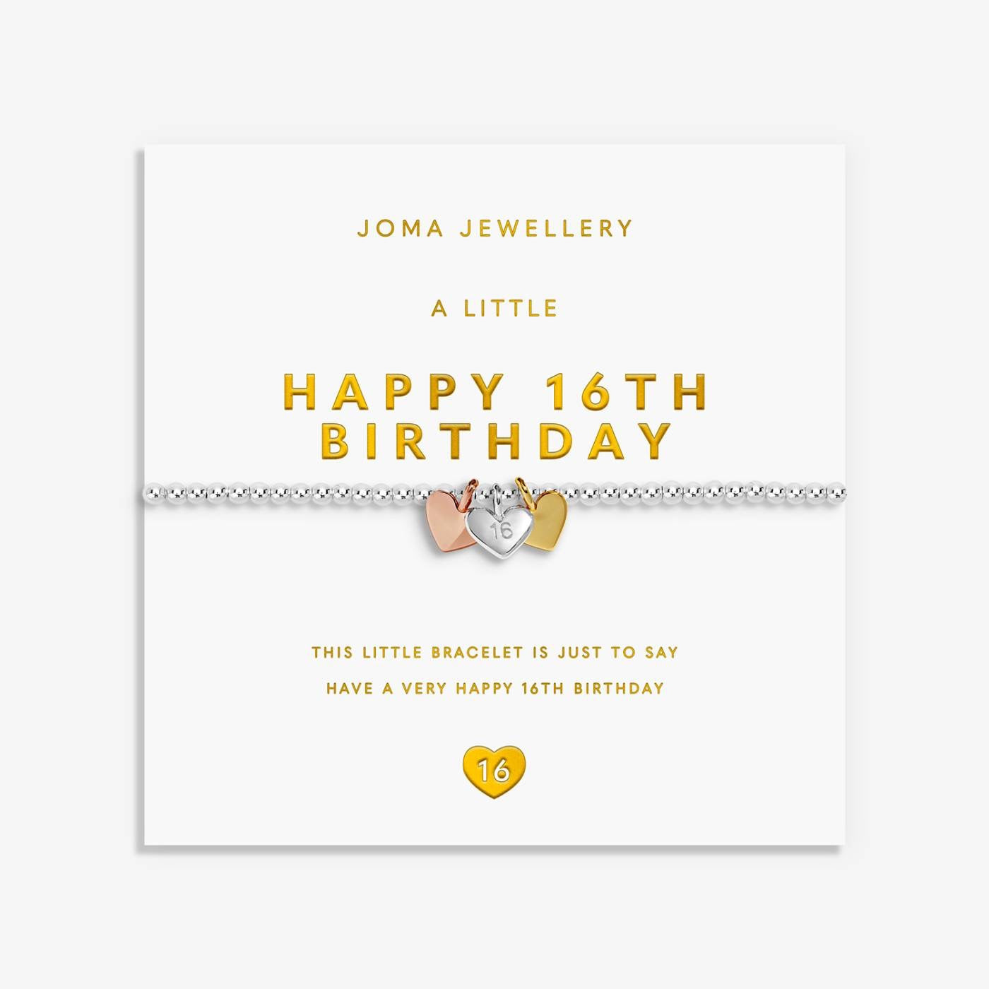 Joma Jewellery - Charmed Moments - A Little 'Happy 16th Birthday' - Three Tone Charm Bracelet
