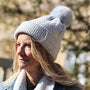 POM - Charlotte - Herringbone Knit Bobble Hat - Soft Grey