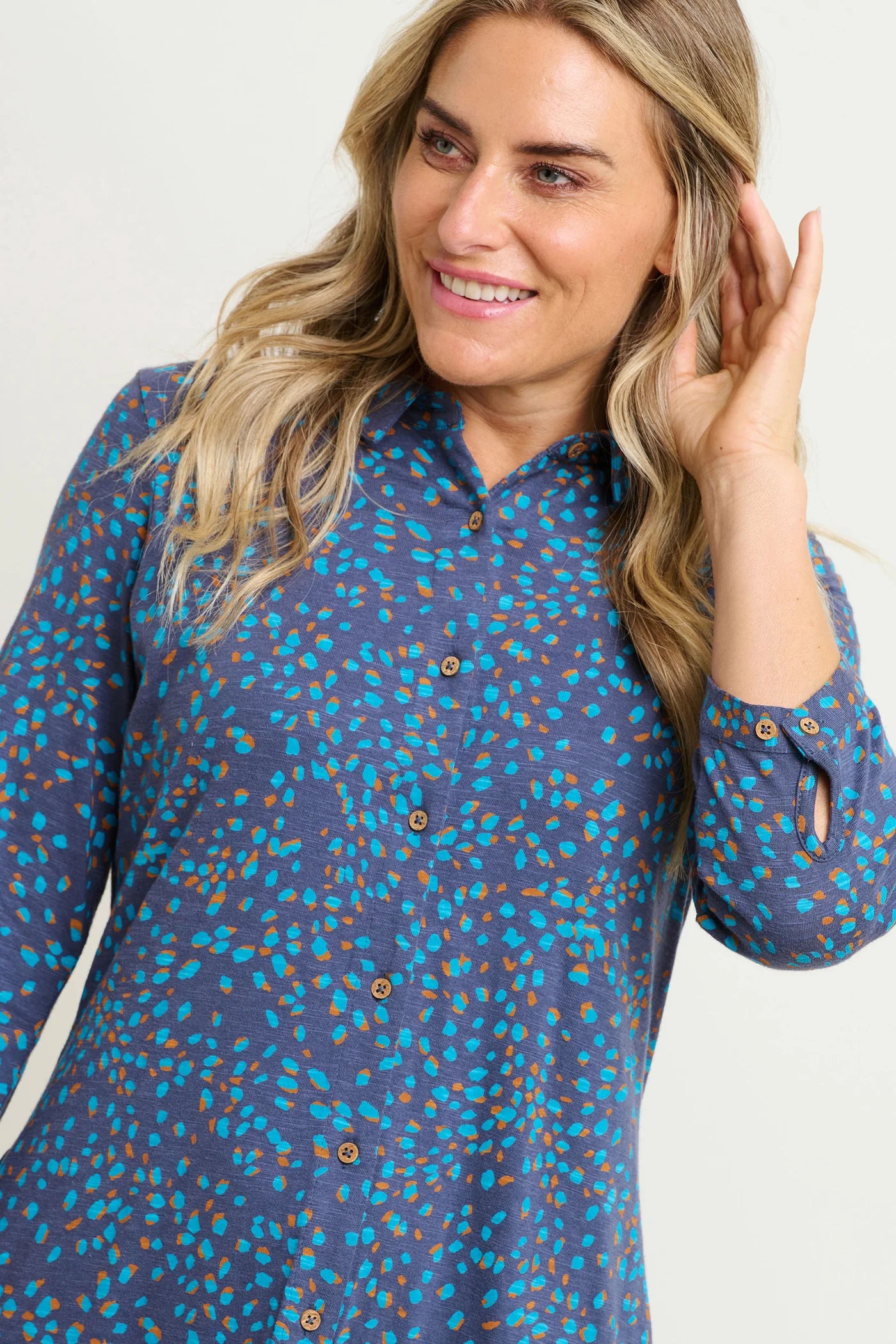 Brakeburn Abstract Spot Shirt Dress - Blue