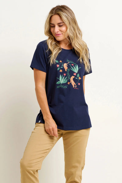 Brakeburn Navy Botanical Tiger T-Shirt