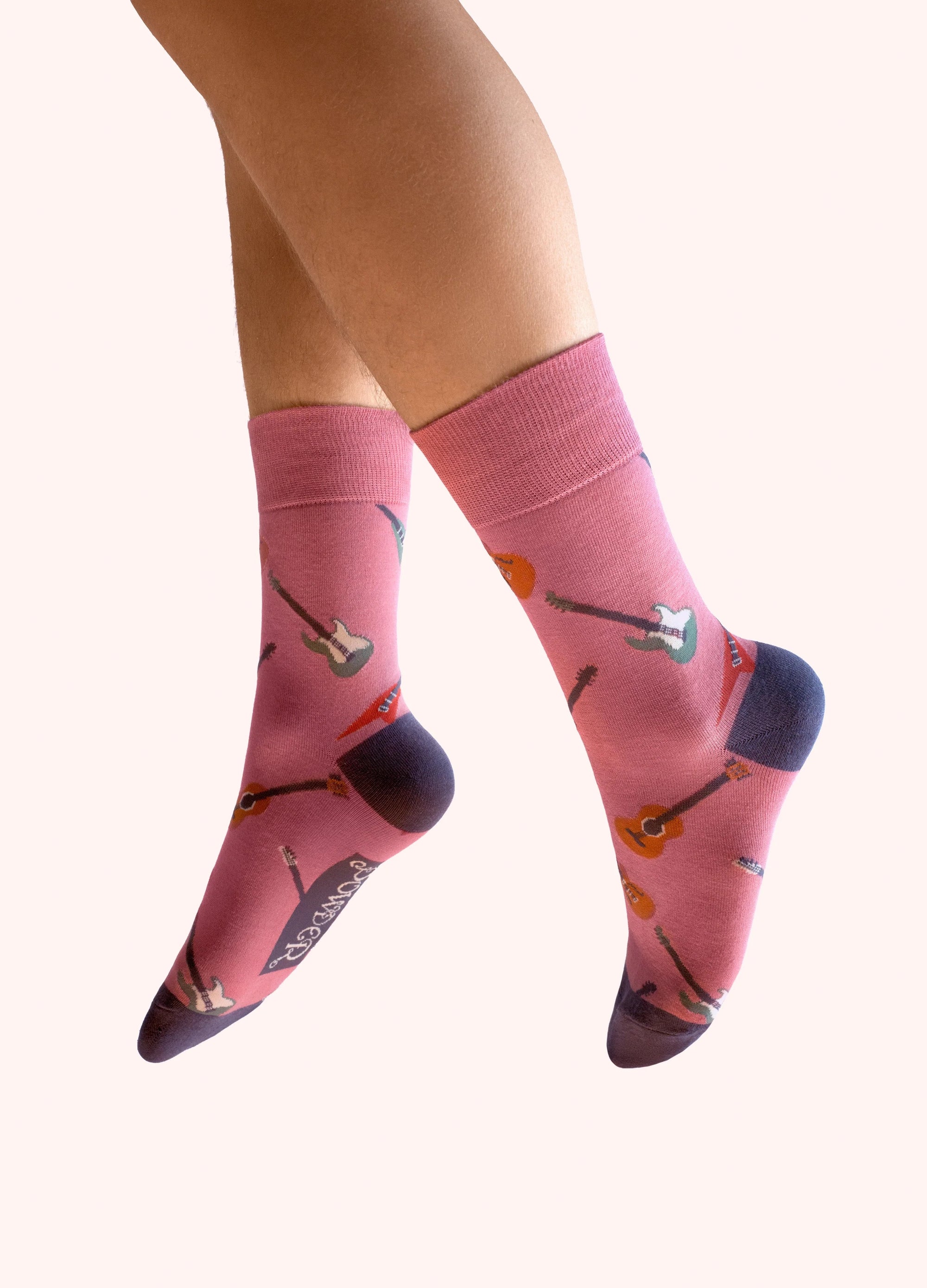 Powder Men’s Ankle Socks - Guitars- Pink
