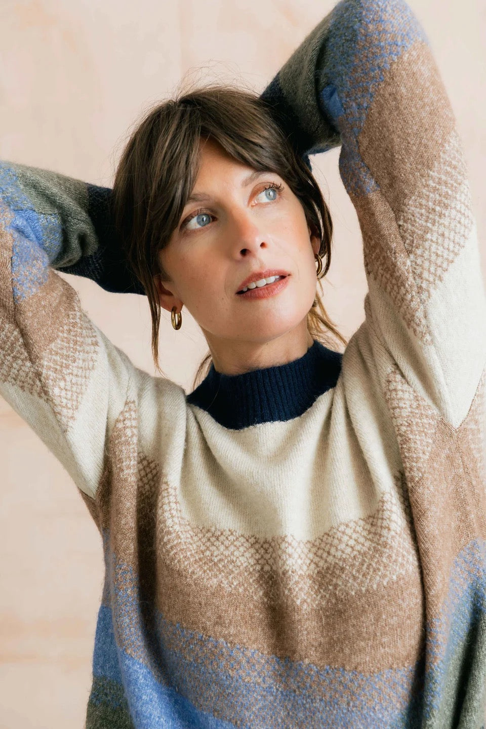 Artist - Jumper Colour Block Knit Jumper - Oatmeal/Blue - Lily &amp; Me