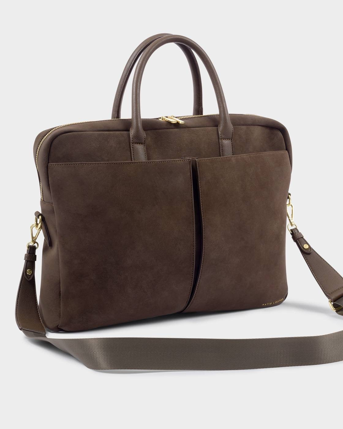 Katie Loxton - City Laptop Bag - Chocolate Suedette