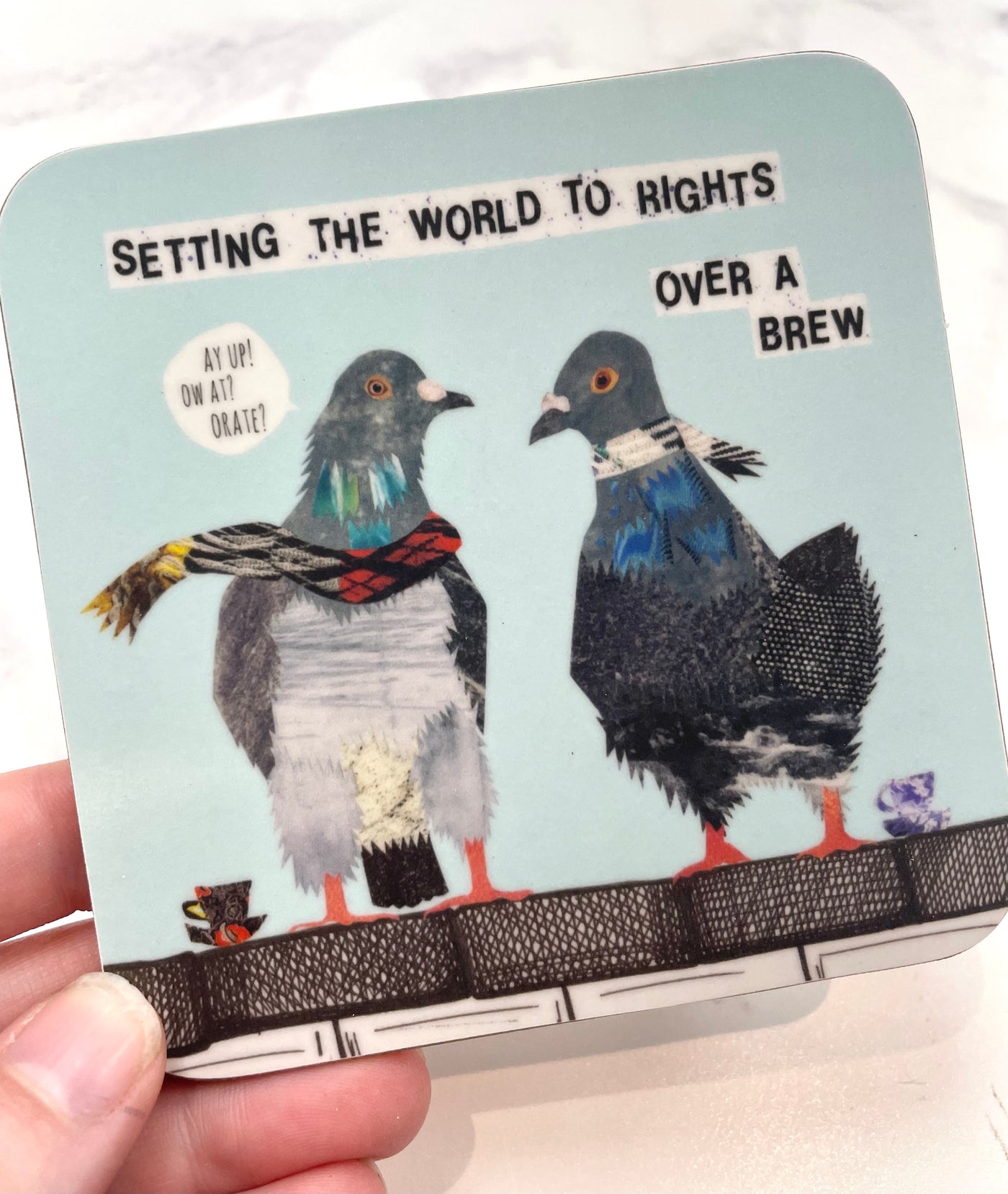 Flying Teaspoons Coaster - Setting The Word To Rights - Pigeons