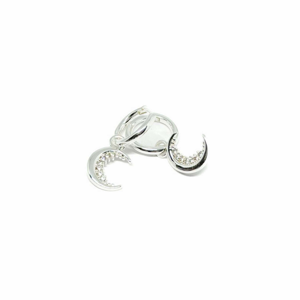Cosmina Pave Moon - Hoop Earrings - Silver - Clementine Jewellery