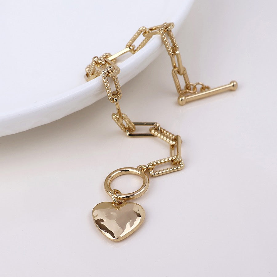 POM - Foundry Heart T-Bar Bracelet- Gold