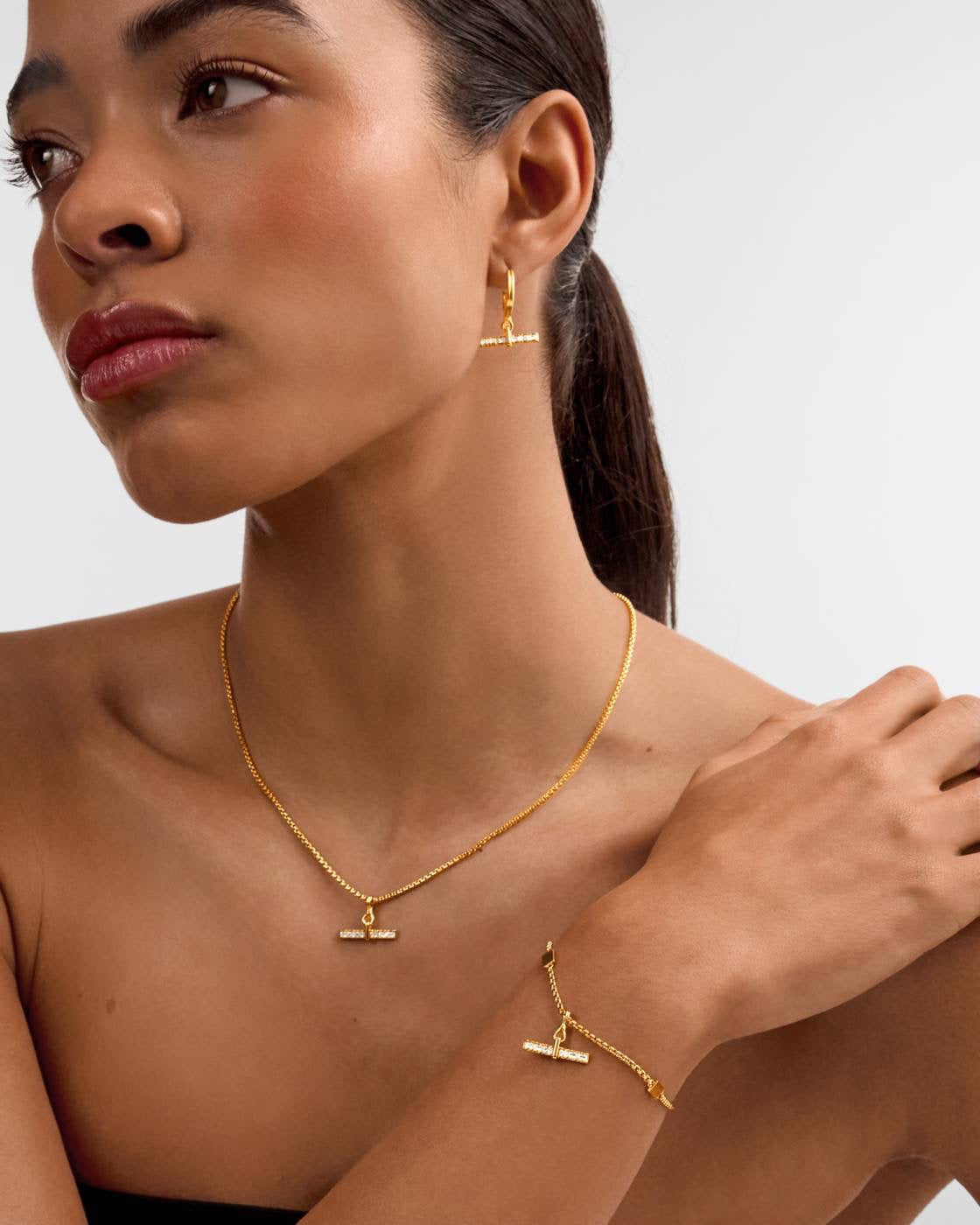 Katie Loxton Waterproof Jewellery - Lustre T-Bar - Gold Heart Necklace