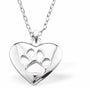 Byzantium - Silver Heart with Paw Print - Pendant Necklace
