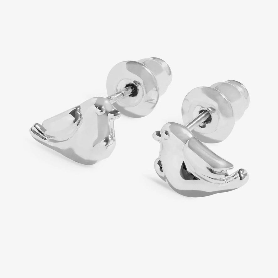 Joma Jewellery - Christmas Robin - Boxed Bauble Style - Silver Plated Earrings