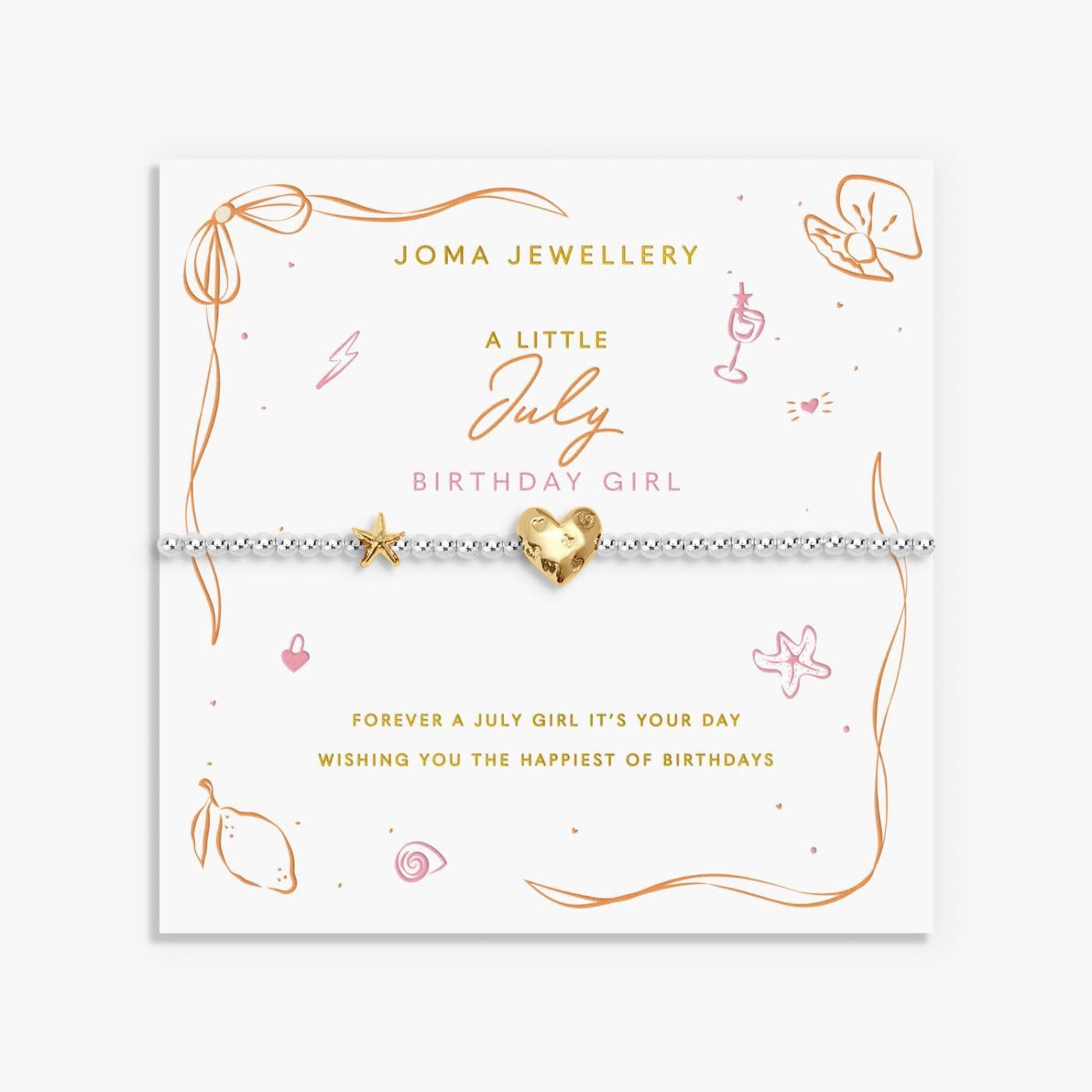 Joma Jewellery - A Little July Birthday Girl - Birth Month - Silver &amp; Gold Plated Bracelet