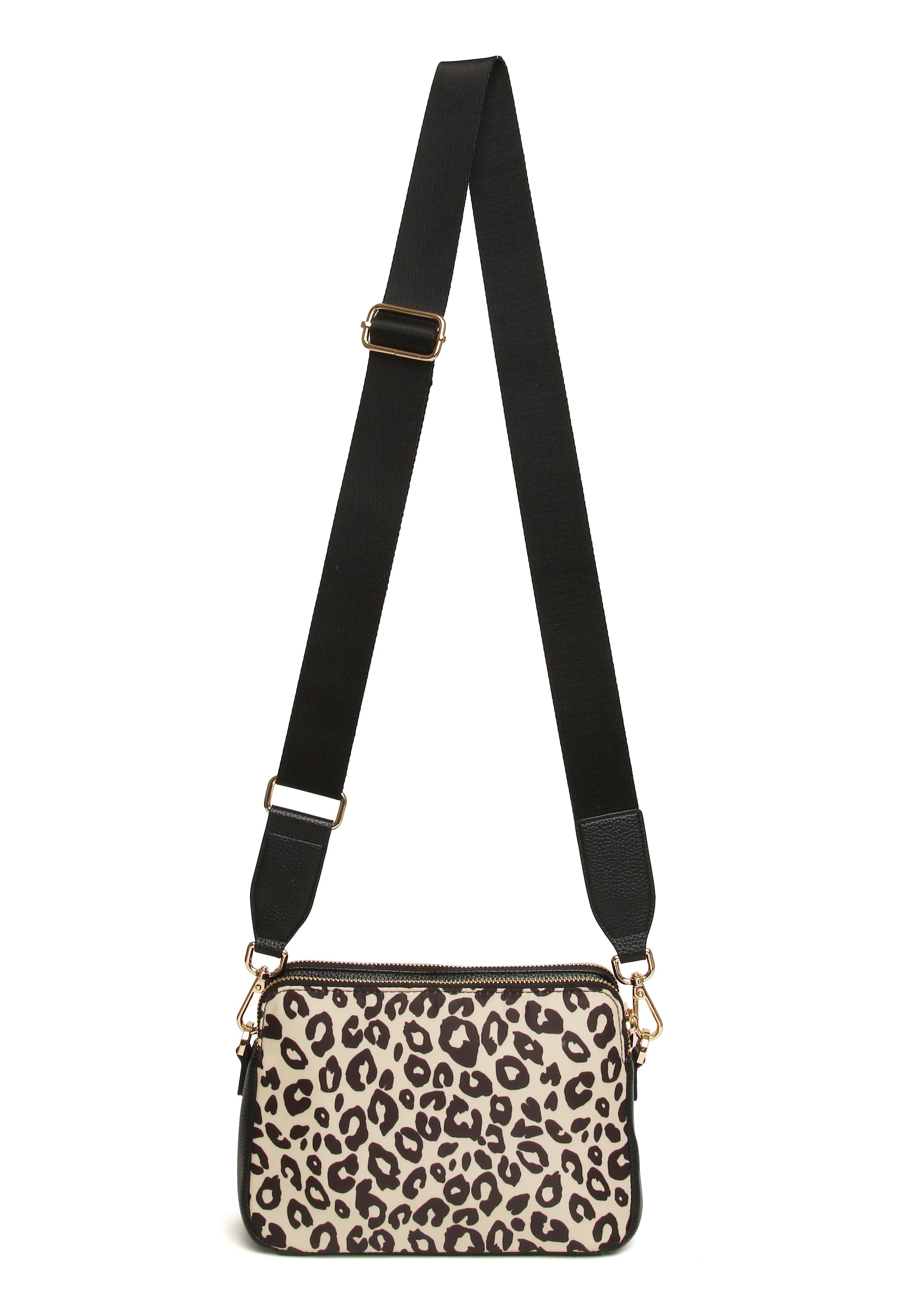 Alice Wheeler- Leopard Print - Dual Double Zip Crossbody Handbag
