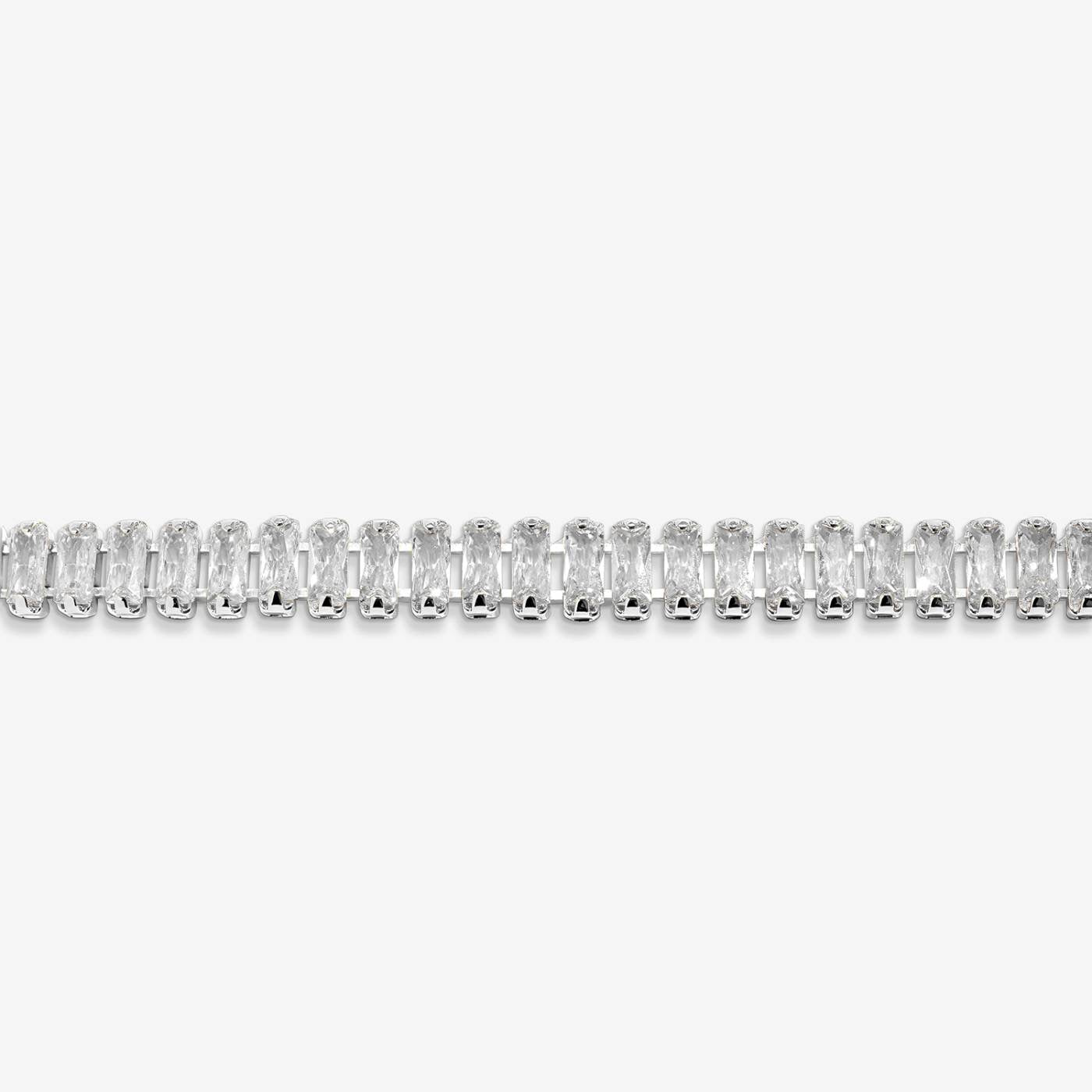 Joma Jewellery - Bracelet Bar - Rectangular Cut CZ Tennis Slider Bracelet - Silver Plated