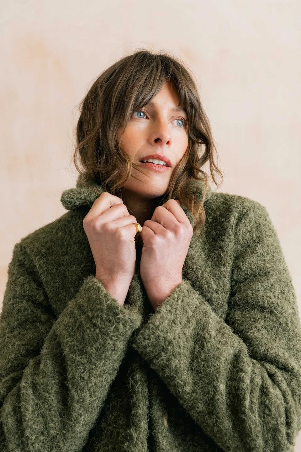 Sycamore - Textured Boucle Collared Jacket - Sage Green - Lily &amp; Me