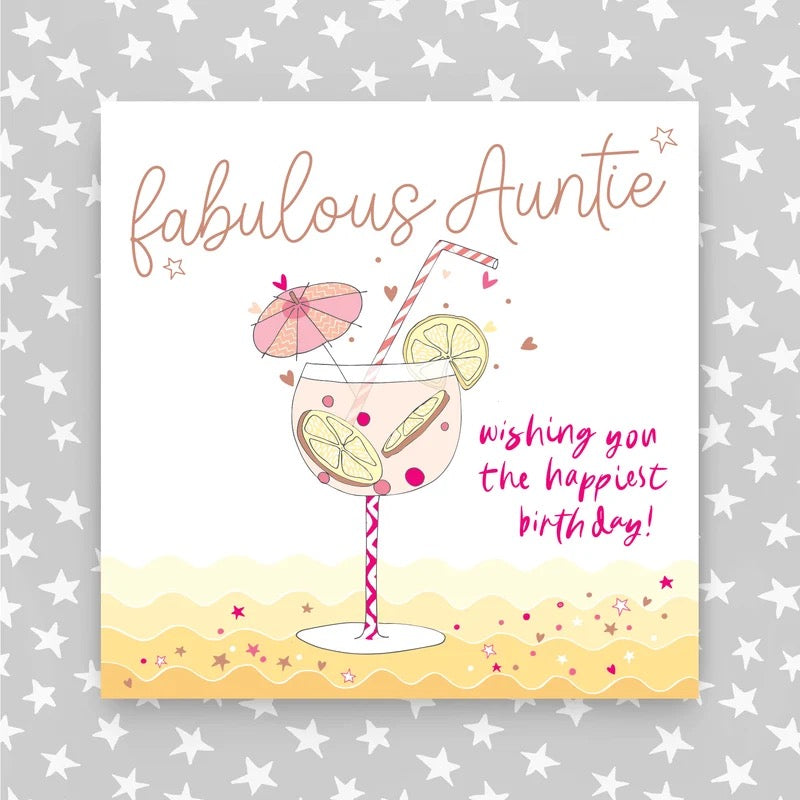 Molly Mae Fabulous Auntie Cocktail And Umbrella Birthday Card