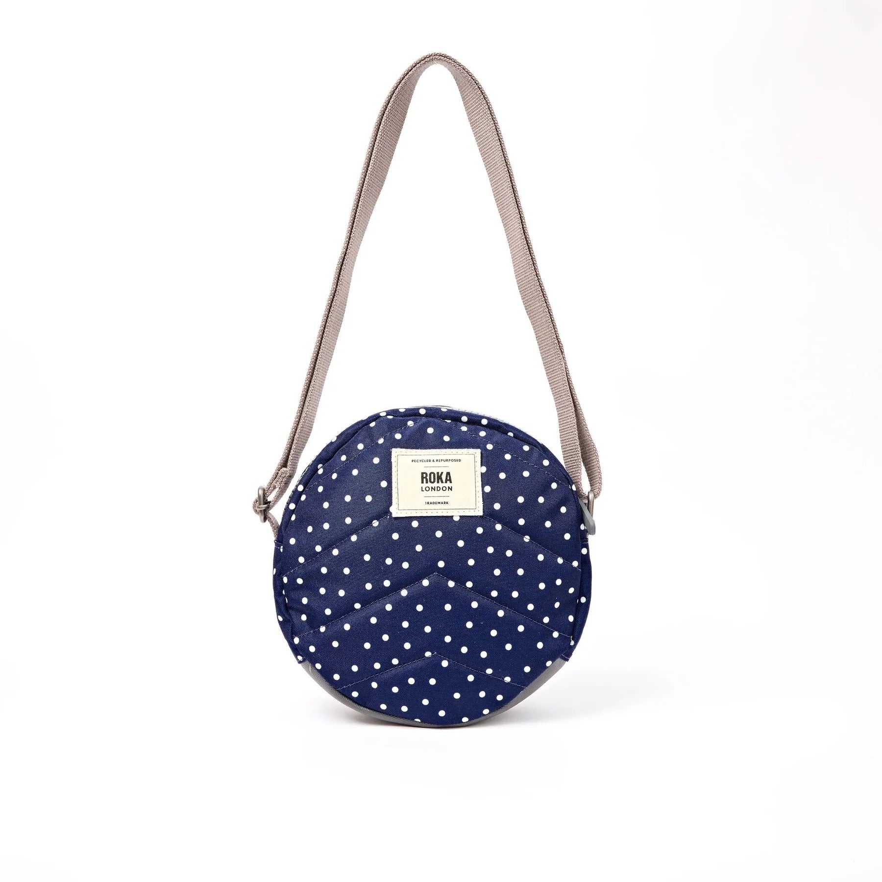 Roka Paddington B Round - Crossbody Bag -Sustainable Canvas - Navy Polka Dot (Limited Edition) (Copy)