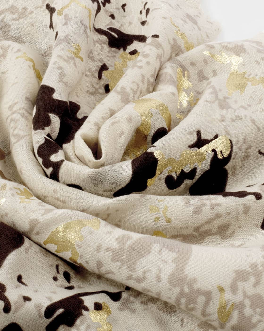 Katie Loxton Printed Scarf - Snake - Sand/Taupe/Chocolate/Gold Foil