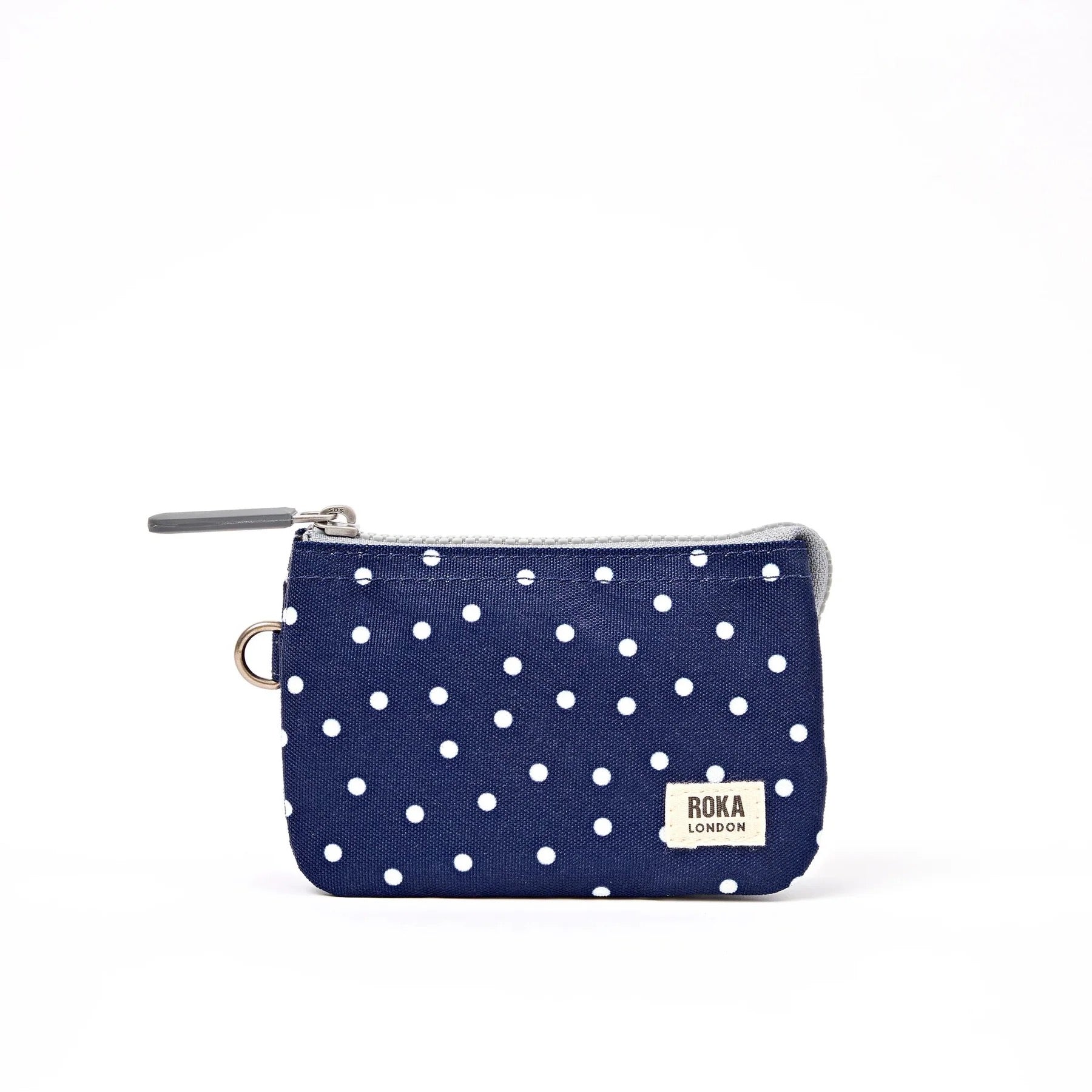 Roka Carnaby Small Wallet - Recycled Canvas - Navy Polka Dot (Limited Edition)