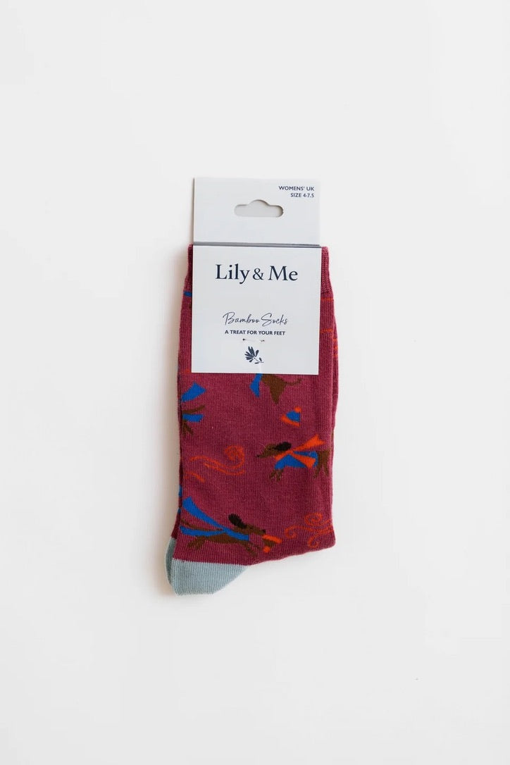 Lily &amp; Me - Windy Day Socks &amp; Felt Dog - Keyring &amp; Sock Gift Box Set