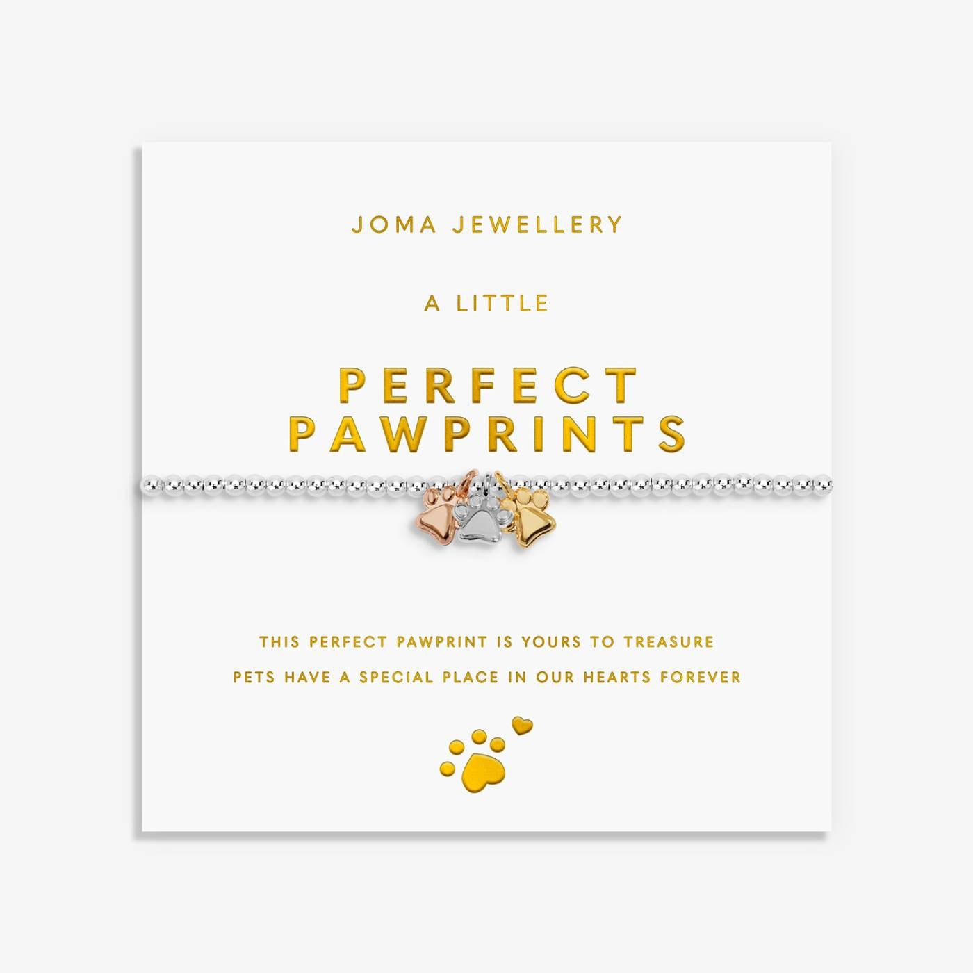 Joma Jewellery - Charmed Moments - A Little 'Perfect Pawprints' - Three Tone Charm Bracelet