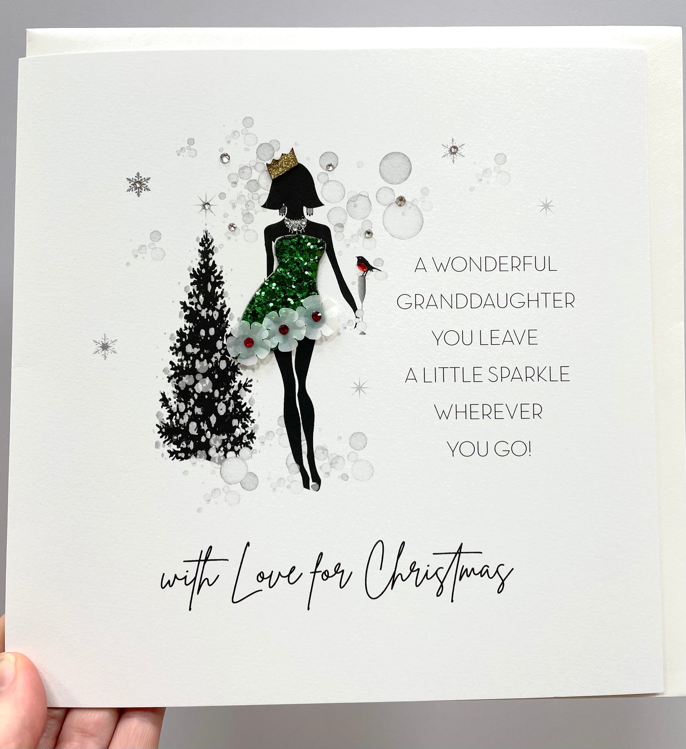 Five Dollar Shake -Granddaughter Leave Sparkle Wherever You Go Christmas LARGE Card