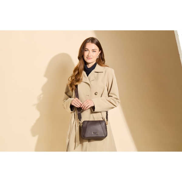 Alice Wheeler - Chocolate  - Kensington Double Zip Crossbody Bag