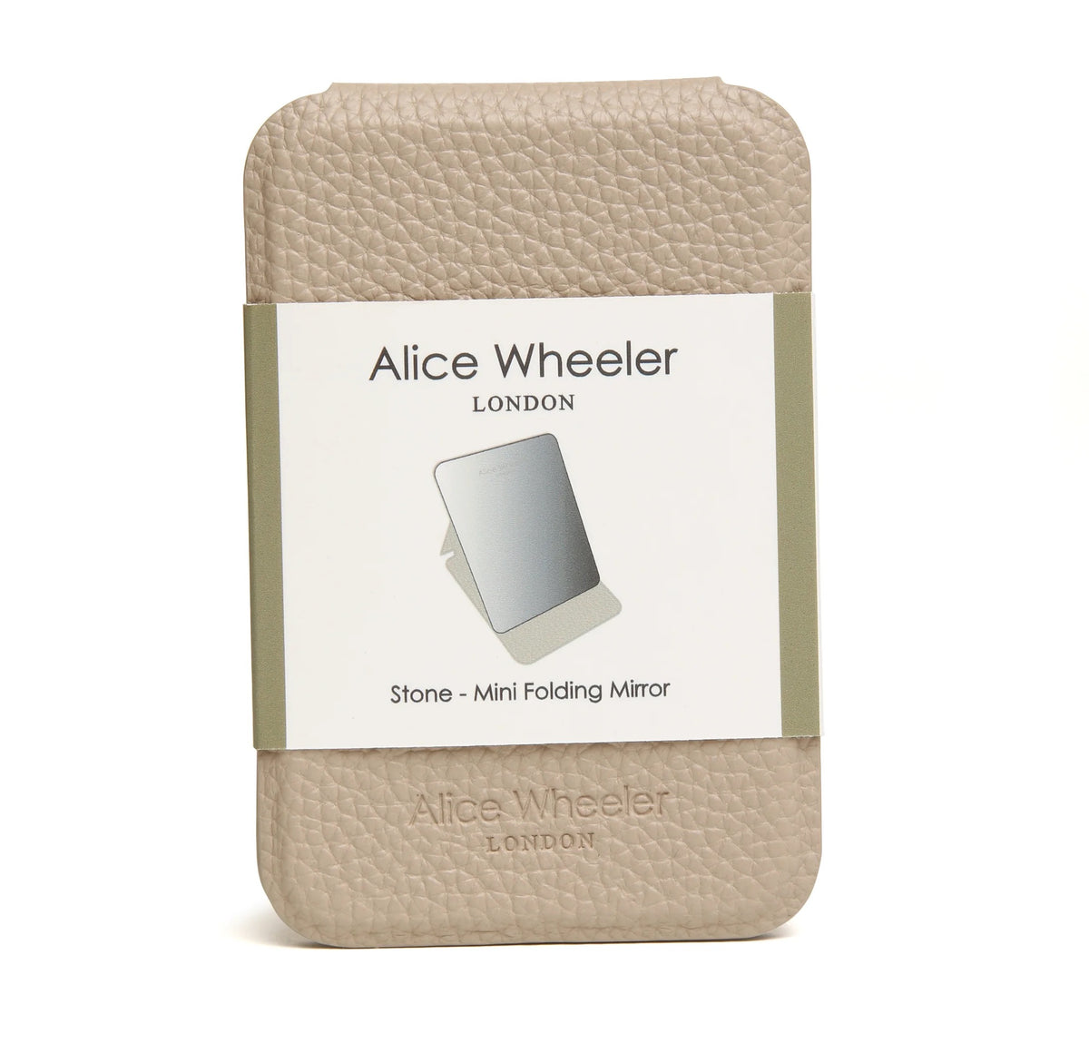 Alice Wheeler - Faux Leather - Mini Folding Compact Mirror - Stone