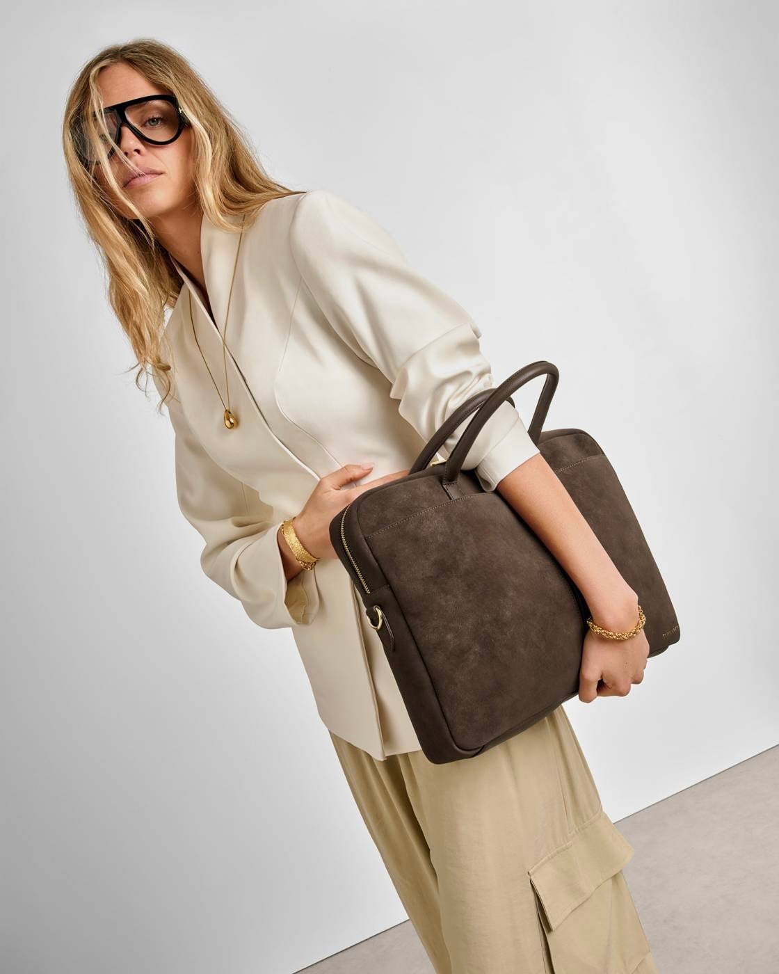 Katie Loxton - City Laptop Bag - Chocolate Suedette