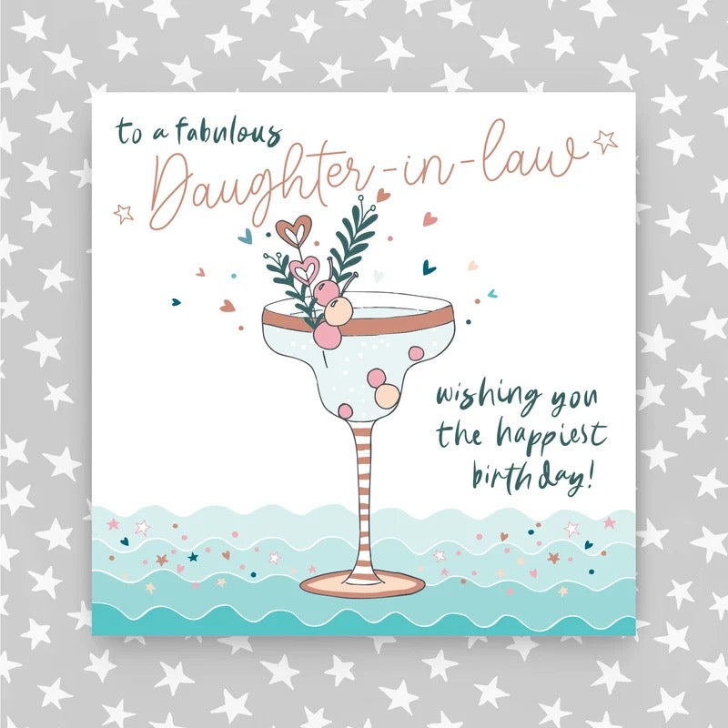 Molly Mae Fabulous daughter-in-law Cocktails Birthday Card