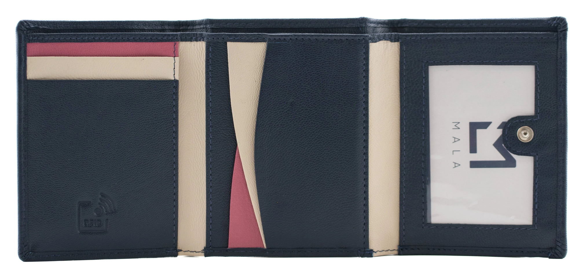 Mala Leather Kora Tri Fold Compact Purse (3703 45) - Navy