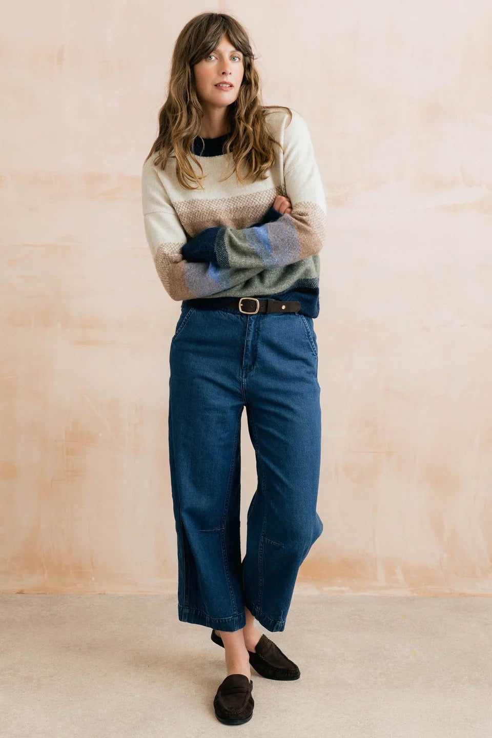 Artist - Jumper Colour Block Knit Jumper - Oatmeal/Blue - Lily &amp; Me