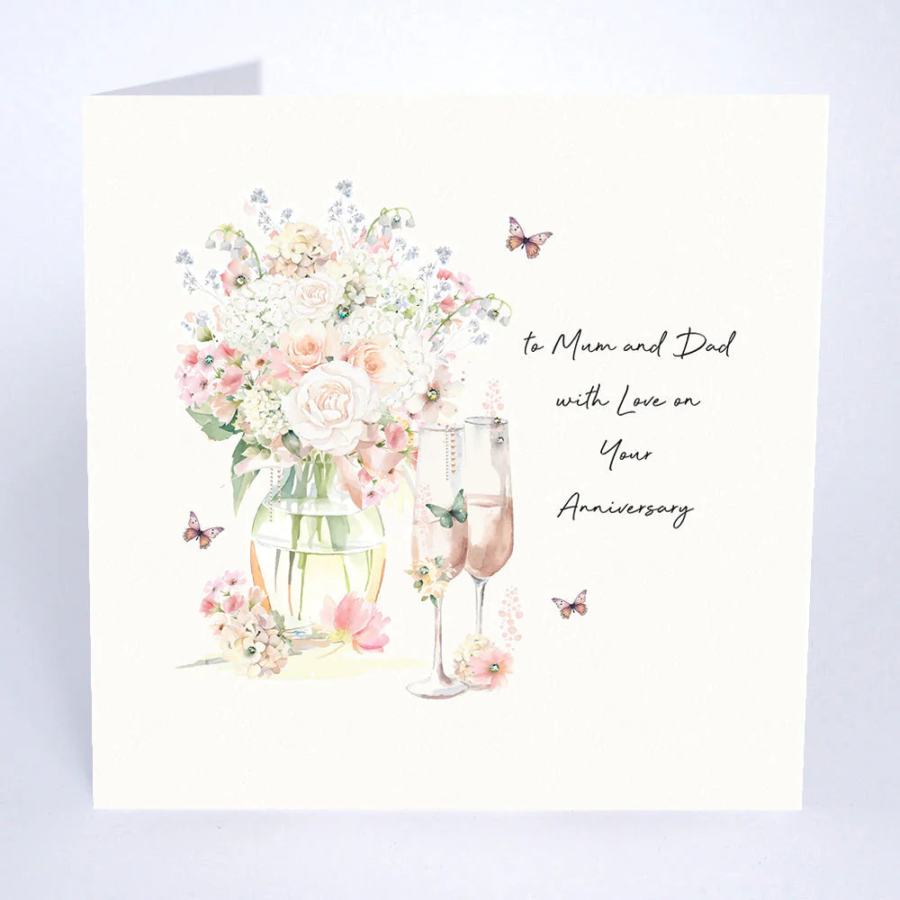 Five Dollar Shake - Mum and Dad With Love On Your Anniversary - Flowers &amp; Champagne Flutes