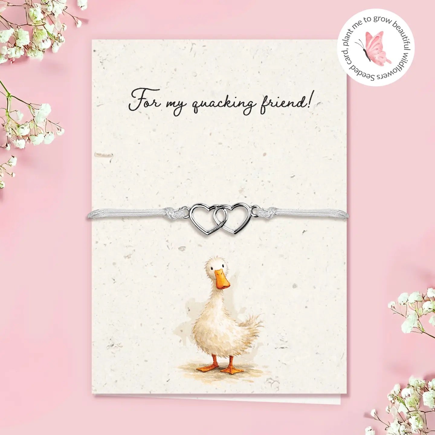 Letterbox Love Seeded Card Bracelet - For a Quacking Friend - Double Hearts