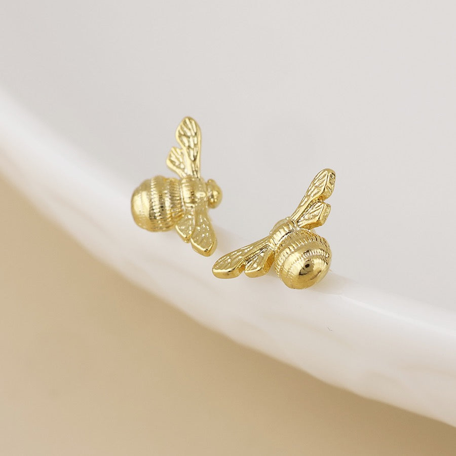 POM Honey Bee Stud Earrings - Gold