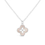 Park Lane - Mother of Pearl & Crystal Clover Pendant Necklace - Silver Plated