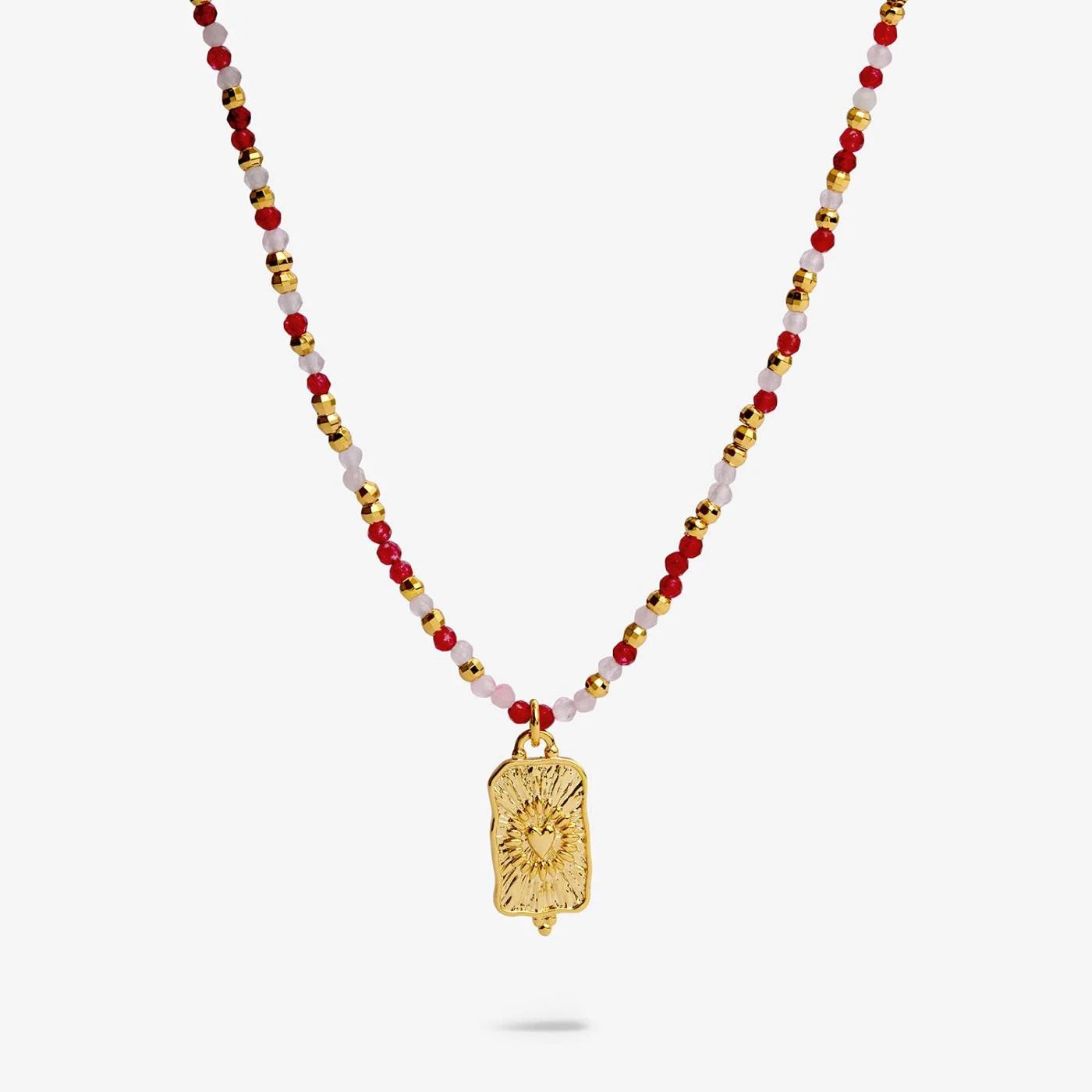 Joma Jewellery - Loved By You - Red &amp; Pink Gemstone Full Beaded Necklace - Gold Plating