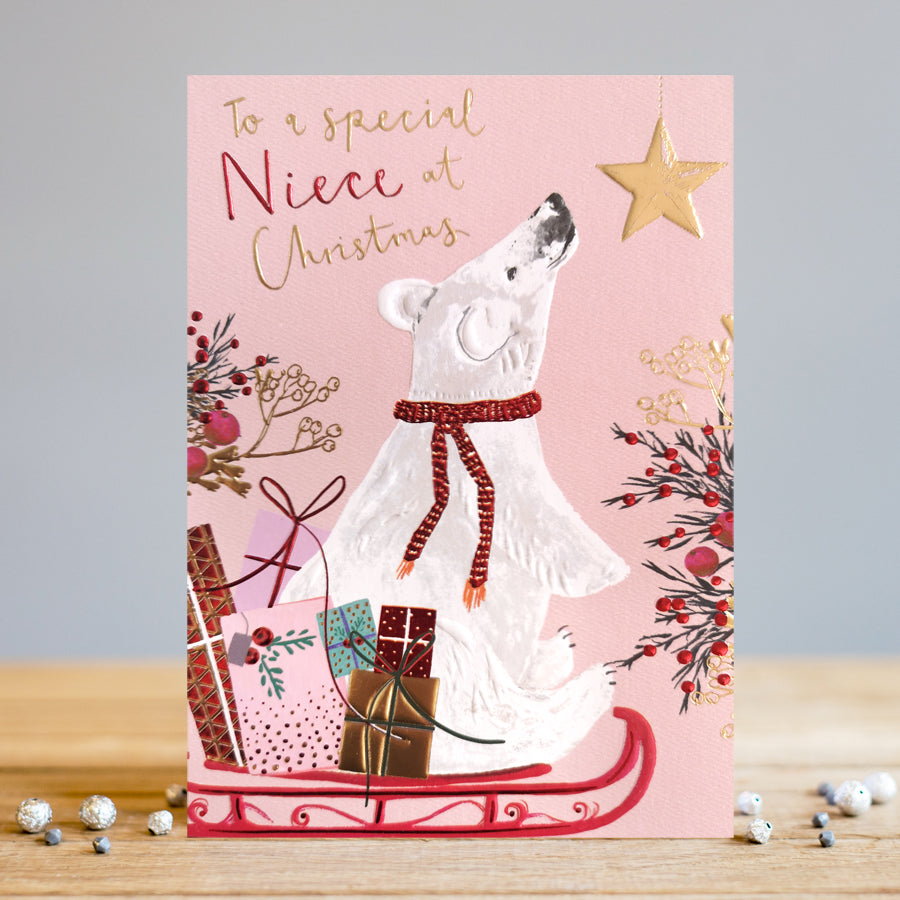 Louise Tiler Polar Bear To a Special Niece Christmas Card