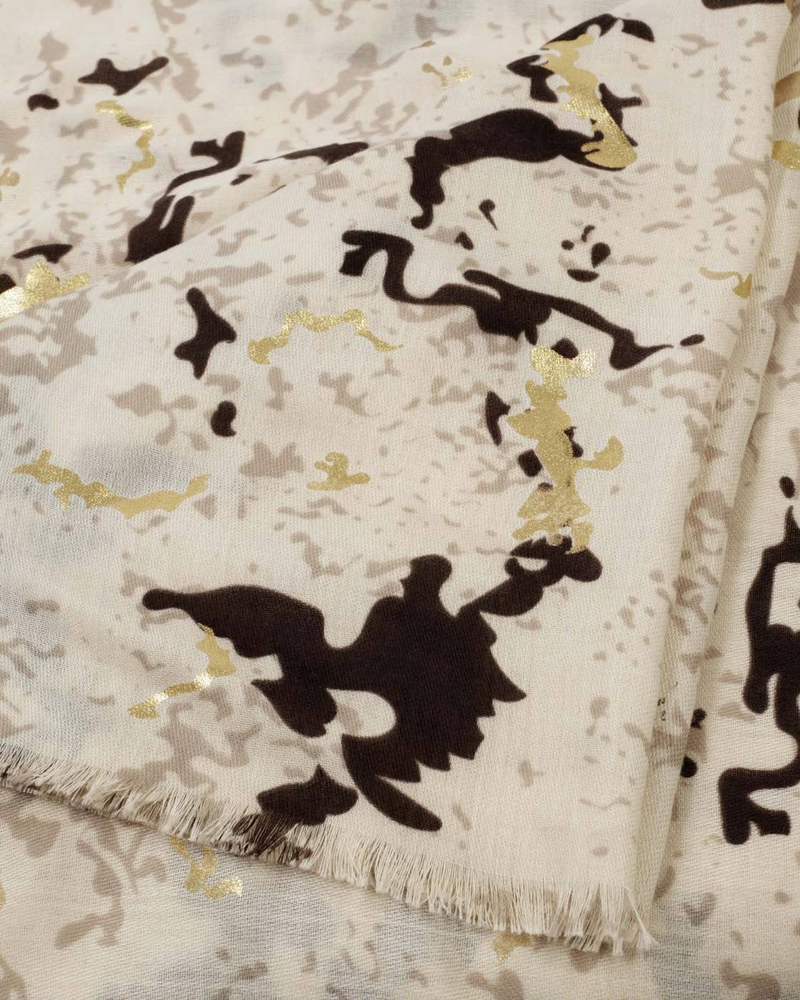 Katie Loxton Printed Scarf - Snake - Sand/Taupe/Chocolate/Gold Foil